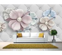 ZXCHEE Papier Peint Panoramique Bijoux Fleurs Papier Peint 3D Tapisserie Mural Salon Chambre Décoration Murale -ZX16693-400x255cm