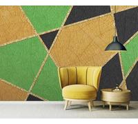ZXCHEE Papier Peint Panoramique Bloc De Couleur Géométrique Or Papier Peint 3D Tapisserie Mural Salon Chambre Décoration Murale -ZX27998-400x280cm