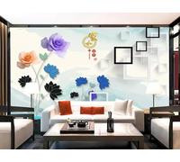 ZXCHEE Papier Peint Panoramique Bloc De Fleurs Abstrait Papier Peint 3D Tapisserie Mural Salon Chambre Décoration Murale -ZX29555-400x280cm