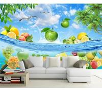 ZXCHEE Papier Peint Panoramique Fruits D'Été Oiseaux De Mer Papier Peint 3D Tapisserie Mural Salon Chambre Décoration Murale -ZX20219-310x250cm