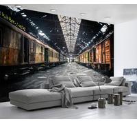 ZXCHEE Papier Peint Panoramique Gare Ferroviaire Noire Papier Peint 3D Tapisserie Mural Salon Chambre Décoration Murale -ZX29582-400x280cm