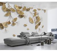 ZXCHEE Papier Peint Panoramique Ginkgo Biloba Golden Simple Papier Peint 3D Tapisserie Mural Salon Chambre Décoration Murale -ZX18201-250x175cm
