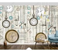 ZXCHEE Papier Peint Panoramique Horloge Vintage Planche En Bois Papier Peint 3D Tapisserie Mural Salon Chambre Décoration Murale -ZX13280-310x250cm