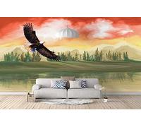 ZXCHEE Papier Peint Panoramique Huile Sur Toile Eagle Forest Papier Peint 3D Tapisserie Mural Salon Chambre Décoration Murale -ZX25325-400x280cm