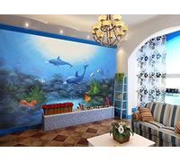 ZXCHEE Papier Peint Panoramique Sea World Dolphin Peinture À L'Huile Papier Peint 3D Tapisserie Mural Salon Chambre Décoration Murale -ZX17763-350x250cm