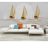 ZXCHEE Papier Peint Panoramique Voilier Sea Bird Gold Papier Peint 3D Tapisserie Mural Salon Chambre Décoration Murale -ZX23969-200x140cm
