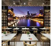 ZXCHEE Papier Peint Panoramique Vue Nocturne De La Ville Soir Xia Papier Peint 3D Tapisserie Mural Salon Chambre Décoration Murale -ZX23800-300x210cm