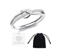 ZXCHOME Bague Argent 925 Femme, Amour Noeud Bague Réglable Bague Femme, Bague Femme avec Zircone Cubique, Bague de Fiançailles, Bague de Promesse en Argent Sterling