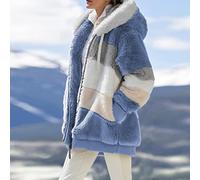 ZXCL 2021 Nouveau Manteau d'hiver Usure extérieure Femme Veste Femme coréenne Manteau Mode décontracté Couture à Carreaux à Capuche à Capuche à Capuchon à Capuchon de Dames-Blue,M