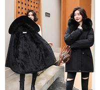 ZXCL 2021 Nouvelle Mode Long Manteau d'hiver Femmes Vêtements Laure en Laine à Capuche Parkas Slim avec Collier de Fourrure Veste Hiver Chaude Femmes-Black,XXL