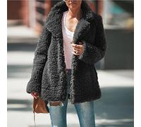 ZXCL Automne Hiver Fausse Fourrure Manteau Femme Manteaux de surdimensionnement décontracté Chaude Chaude Chaude Fourrure sourde Couche Manteau Cardigan Vestes en Peluche-Black,L