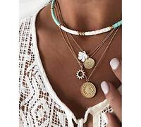 ZXCL Boho Multi-Element Couverture PERLÉE PARLÉ pour Femmes Mode Collier Gold Vintage Plusieurs Couches Pendentif Bijoux Cadeau-ZA3245