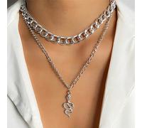 ZXCL Collier à chaîne de Serpents Multicouches rétro pour Femmes branchées Or argenté Couleur Gros Colliers de chaîne épais 2021 bijoux-130IF1044-02