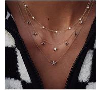 ZXCL Colliers à Cristaux Multi-éléments Boho pour Femmes Fashion Collier en Or Vintage Plusieurs Couches Pendentif Collier Collier Bijoux Cadeau