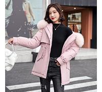 ZXCL Doublure de Velours Massif Mesdames Épaissir Parka à Capuche Femmes Slim Big Collier de Fourrure Vêtements d'extérieur Veste d'hiver Femmes Coating Parkas-4 Pink,XL