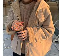 ZXCL Femmes Parkas surdimensionnés Capuche épais Manteau Dames Doux Kawaii Vestes de Kawaii Double Face Vêtements d'extérieur Automne Hiver Chauds Chauds Manches Longues-Khaki,S
