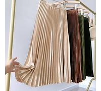 ZXCL Jupe Longue plissée métallique Gothique Vintage Taille Haute Taille Une Ligne Satin Jupes de Satin de Style coréen Hiver-Champagne,One Size