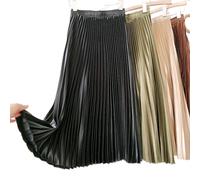 ZXCL Jupe Longue plissée métallique Gothique Vintage Taille Haute Taille Une Ligne Satin Jupes de Satin de Style coréen Hiver-Black,One Size, Taille unique