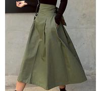 ZXCL Jupes Femmes coréenne Mode Solide Couleur Grosse Swing Dames Jupe Longue Jupe 2020 Automne Wild Haute Taille Arc Mince Jupes Minces-ArmyGreen,M