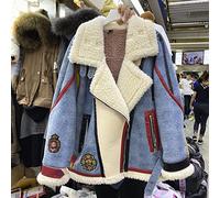 ZXCL Manteaux en Daim Vestes Femmes Faux Fourrure Teddy Vêtements de Dessus Vêtements de Dessus Femme Veste Bombardier Veste Hiver Mode Vintage Vintage Harajuku Gothic-Blue,M62kg