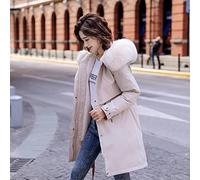 ZXCL Plus Taille 6XL Veste d'hiver Femmes Doublure en Laine épaisse Coton Coton Coussinet Manteau Féminin Faux Collier à Capuchon à Capuche à Capuche-Beige,6XL(80KG-85KG) 45