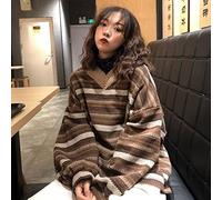 ZXCL Sweaters tricotés en Vrac surdimensionnés Vêtements d'hiver Femmes Casual V Coulu Col Stripe Pull Sweater Y2K Retro Jumper Harajuku Pull
