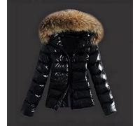 ZXCL Veste d'hiver Femmes Brillant Down Jacket Femme 2021 Slim Puffer Veste Femme Manteau Black Brown Parkas-Black,S