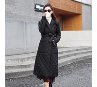 ZXCL Veste pour Femme 2021 Long Manteau d'hiver Longue Motif de Rhombus Casse-Pieds Casse-Pieds Femmes Parkas Poches Profondes Collier sur Mesure-Black,XL