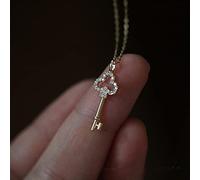 ZXCM 925 Argent Sterling pavé Cristal Vintage clé Pendentif Collier Femme tempérament Robe Bijoux