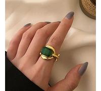 ZXCM Bague de fête en argent sterling 925 plaqué or français vintage vert élégant bijoux de mariée cadeaux pour femmes couples