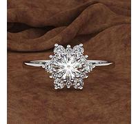 ZXCM Bague de Flocon de Neige Mode Jaune Rose Or Couleur Couleur Cristal Zircon Anneau de Pierre Vintage bagues de Mariage pour Femmes