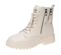 ZXCN Bottes Beige Noires Moto High Tops Chaussures Plate-Forme Bottines Bottines Femme 2021 Printemps Automne Femme Botte de Combat Confortable
