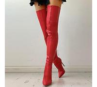 ZXCN Noire Sexy sur Les Bottes du Genou Femmes Talons Hauts Chaussures Dames Cuisse Haute Bottes Printemps Cuir Longue Bottes Femelles Chaussures