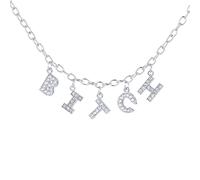 zxcs Chaîne personnalité Originale Hip hop Lettre couker Colliers pour Femmes à la Mode Silver Color Chain Punk Style Girls-B-Bitch