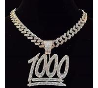 zxcs Collier de Pendentif Hip HOP HOP avec 13mm Miami Cuban Chain Bling Hiphop Colliers Homme Mode Bijoux-Silver Plated,28inch(70cm)