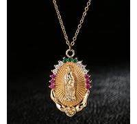 zxcs en Acier Inoxydable Vierge Marie Pendentif Collier Gold Bijoux Crystal Collier Femmes Mode Pendentif Catholique Bijoux