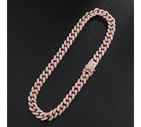 zxcs Hip hop glacé des Strass pavés 1set 8mm 13mm Full Miami Curban Cuban Chaîne Cuban Bling Colliers pour Hommes Bijoux-Rose Necklace,8inches(22cm)