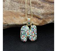 zxcs Hip HOP Mode Collection Collection COLLEUR Cristal Collier Collier Gold Micro Shop Lettre Bijoux Morceaux pour Femmes Bijoux-N