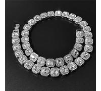 zxcs Hommes Femmes Collier Chaîne Hop Hop 12.5mm Largeur Chaîne carrée Colliers Hiphop Colliers Mode Charm Bijoux-Silver Chain,20inch