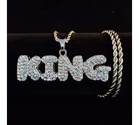 zxcs Hommes Hip Hop Lettres Pendentif Collier avec 13mm Miami Cuban Chain Ifed Out Bling Hiphop Colliers Homme Charm Bijoux-Silver Color,20inch(50cm)