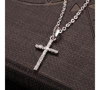 zxcs Mode Simple Collier Croix Or Argent Couleur Cristal jésus Croix Pendentif Collier pour Hommes Femmes Couple Bijoux Cadeau en Gros