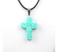 zxcs Pendentif en Pierre Naturelle Collier Simple Cross Shape Cristal Agat Tiger Eyes Collier de Pierre De Bonne qualité Collier Bijoux
