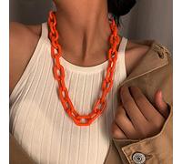 zxcs Punk Hip hop Mode Acrylique chaîne chaîne Collier Rock Gothique Gothique Chunky Plastique Collier Collier pour Femmes Accessoires-Orange