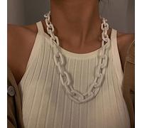 zxcs Punk Hip hop Mode Acrylique chaîne chaîne Collier Rock Gothique Gothique Chunky Plastique Collier Collier pour Femmes Accessoires-White