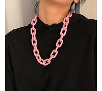 zxcs Punk Hip hop Mode Acrylique chaîne chaîne Collier Rock Gothique Gothique Chunky Plastique Collier Collier pour Femmes Accessoires-Pink