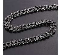 zxcs Silver Color Collier Bracelet Hip Hop Strass pavé pour Hommes Femmes Bijoux-Black Gun Plated,50cm