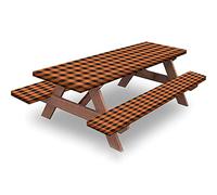 ZXCVB Housse de Table de Pique-Nique avec Housses de Banc, Nappe de Pique-Nique en Vinyle ajustée avec Bord élastique, imperméable, Ensemble de 3 pièces, 30x72'' (6-FT),Marron