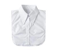 ZXCVWWE Chemisier blanc long pointu à col en Dickey avec col à revers et demi faux revers amovible Fals détachable col H2B2 chemise