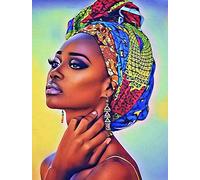 ZXDA Peinture par numéro femme africaine dessin sur toile peinture à l'huile par numéros pour adultes Portrait peint à la main cadeaux uniques A2 40x60 cm
