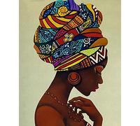 ZXDA Peinture par numéro Femme Africaine Dessin sur Toile Peinture à l'huile par numéros pour Adultes Portrait Peint à la Main Cadeaux Uniques A5 40x50 cm